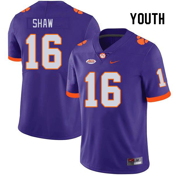 Youth #16 Colby Shaw Clemson Tigers College Football Jerseys Stitched Sale-Purple